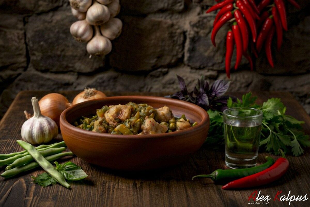 Кулинарное вдохновение: грузинское блюдо борани из зеленого лобио и курицы