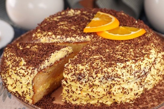 Медовик на кефире с апельсиновым кремом