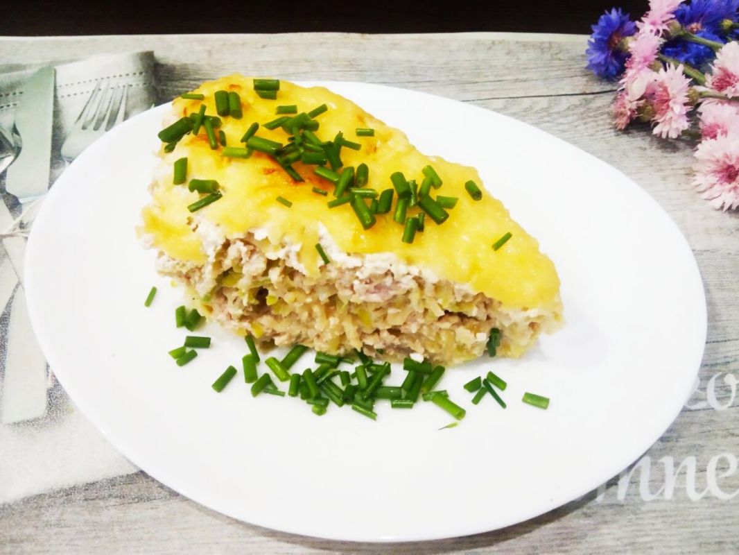 Нежная кабачковая запеканка с фаршем и сыром