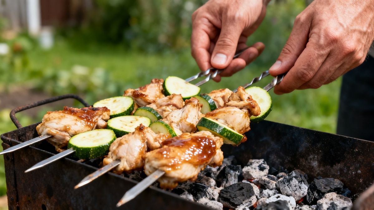 Кулинарный блогер раскрывает секрет вкусного шашлыка из курицы с кабачками